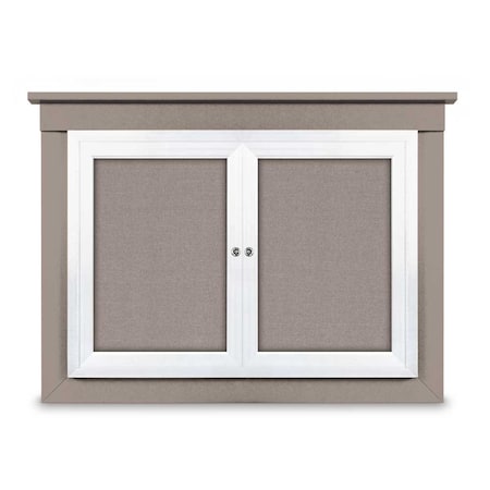 United Visual Products 36"x36" 1-Door Enclosed Letterboard, Blue Vinyl/Cherry UV2623O-CHERRY-BARBLU